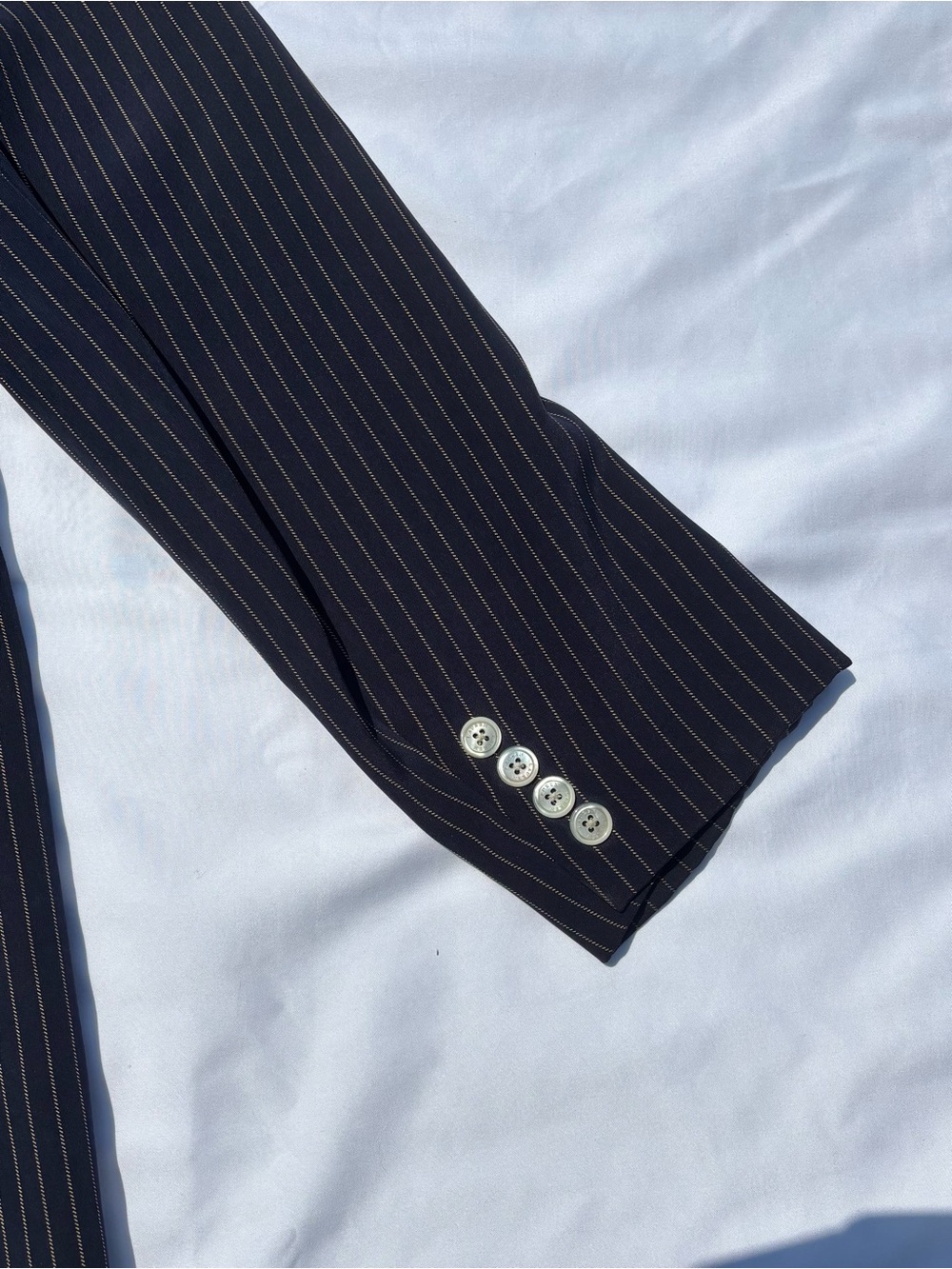 Vintage Ralph Lauren 100% Silk Navy Pinstripe Blazer Jacket 14W EUC - Picture 6 of 8